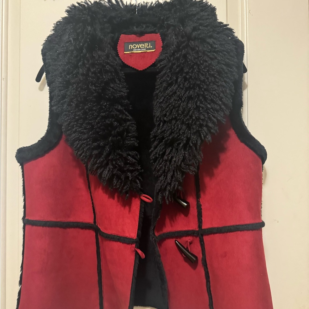 NOVELTI Suede Vest With Faux Fur Collar & Toggle Closure Size L - Picture 5 of 10